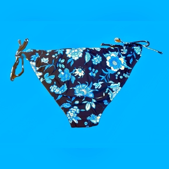 NWT J. Crew String Hipster Full-Coverage Bikini Bottom, Midnight-Blue Floral, XL - Picture 5 of 13